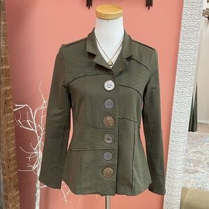 Neon Buddha Olive Utility Jacket with Statement Buttons